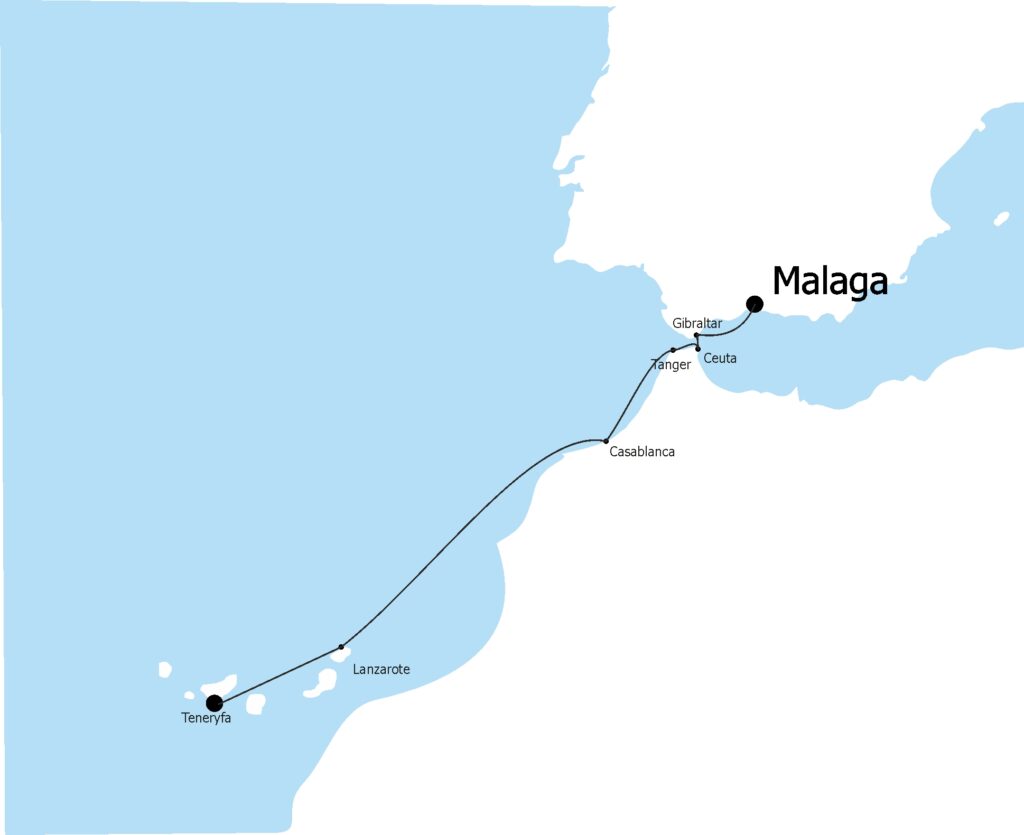 Rejs Malaga Teneryfa mapa
