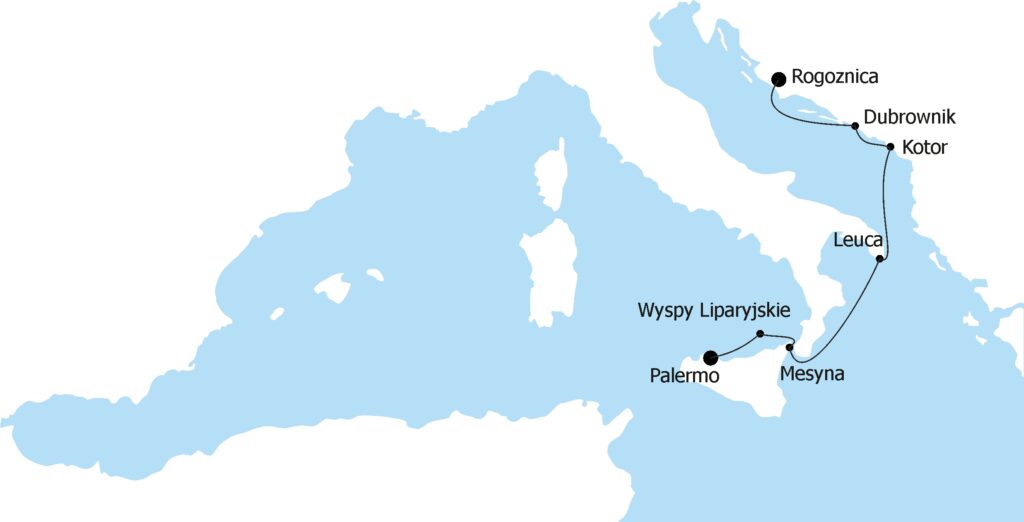 Rejs Rogoznica Palermo mapa